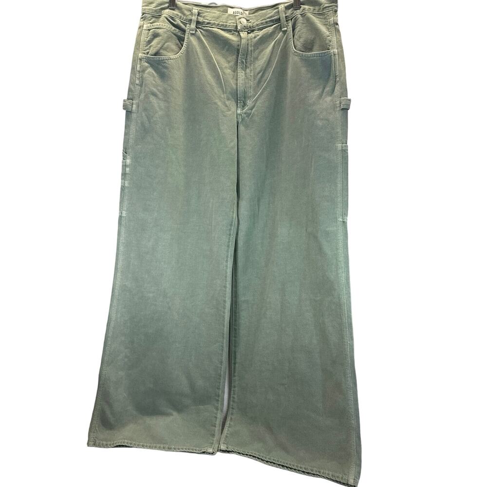 AGOLDE Anthropologie Green Cargo Denim Wide Leg women plus size 33 (16)